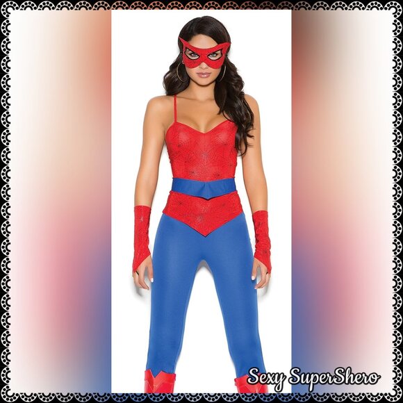 🆕🕸️Sexy Spider Woman Super Hero 5 piece Halloween Costume - Picture 2 of 4